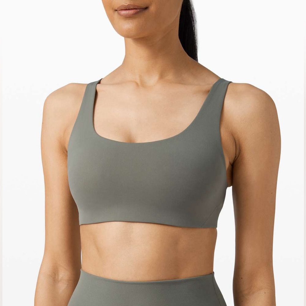 Lululemon | In Alignment Straight Strap Bra A/B | Grey Sage — Size 6